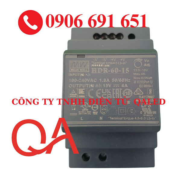 Nguồn Meanwell HDR-60-15 - LED QALED - Công Ty Trách Nhiệm Hữu Hạn Điện Tử QALED